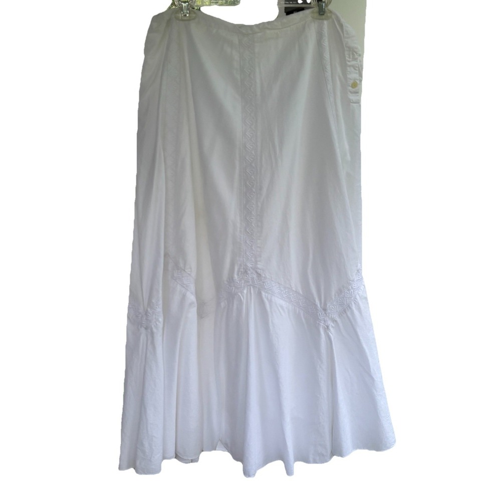 GAP Maxi Skirt White Embroidered 100% Cotton Sz 10 Double Layer